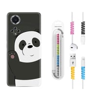 Huawei Nova Y70 Y90 Nova 9 SE  Kılıf Kablo Koruma Spiral Silikon Hello Panda 1709