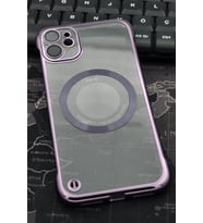 iPhone 11 Uyumlu Mor Renkli İnce Kenarlı Şeffaf Sert Kapak Kılıf