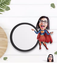 BK Gift Kişiye Özel Süper Anne Karikatürlü Ahşap Bardak Altlığı-1