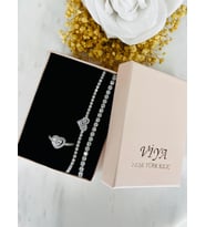 Love 3'lü Set Bileklik Yüzük Set Sevgiliye Kız Arkadaşa Hediye (Silver)