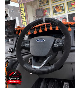 Ford Kuga Dikme Direksiyon Kılıfı Alcantara Süet Mat Karbon Gri Yüzük ve Dikiş 2020-2026