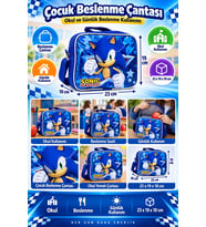 Sonic Beslenme Çantası Çocuk Öğrenci Okul Yemek Çantası Günlük Okul Kullanımı 23x19x10 cm