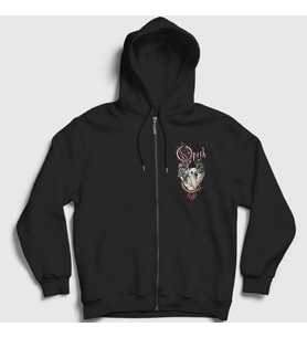 Presmono Unisex Siyah Swan Opeth Fermuarlı Kapüşonlu Sweatshirt 534300tt