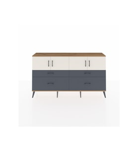 Arges Konsol 2 Raflı 4 Çekmeceli 4 Kapaklı 176x30x99 Çam-Aytaşı/Antrasit