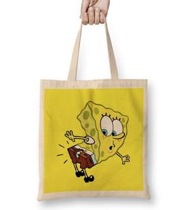 Sünger Bob Sponge Bob 010 Bez Çanta Uzun Saplı