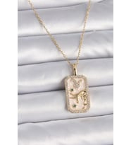 316L Çelik Gold Renk Zincir Boğa Burcu Zirkon Taşlı Kadın Kolye (Altın)
