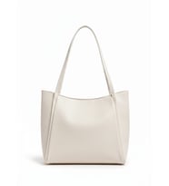 ÜçKol Ticaret Geniş İç Hacimli Nubuk Görünümlü Deri Shopper Çanta (Beyaz)