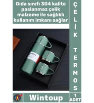 #Termos Sızdırmaz Isı Korumalı Vakumlu Paslanmaz Outdoor Piknik Seyahat Seti 3 Bardaklı Çelik Termos