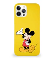 Apple iPhone 12 Pro Max Soft Premier Kapak Mickey Mouse-C Tasarımlı Silikon Kılıf - Sarı (Şeffaf)