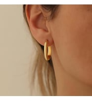 925 Ayar Gümüş 4mm Halka Küpe (Altın)