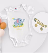 BK Kids Kişiye Özel İsimli Beyaz Bebek Body Zıbın ve Erkek Bebek İğnesi Hediye Seti-19