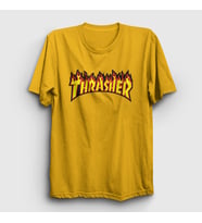 Presmono Unisex Sarı Logo V1 Thrasher T-Shirt 277972tt (Sarı)