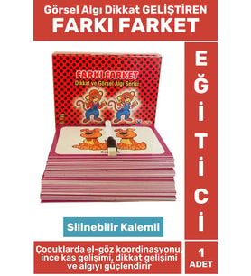 Premium Eğlenceli El-Göz Koordinasyon Görsel Algı Dikkat Kavram Geliştiren +3 Yaş Çocuk FARKI FARKET