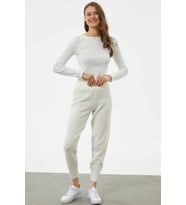 Jogger Rahat Kalıp Triko Pantolon - Kemik