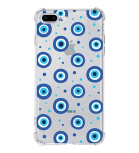 PrintiFy Apple iPhone 8 Plus Uyumlu Nazar Boncuğu 1 Baskılı Şeffaf Köşe Korumalı Antişok Kılıf