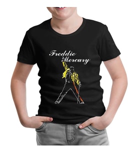 Freddie Mercury - King of Queen Siyah Çocuk Tshirt