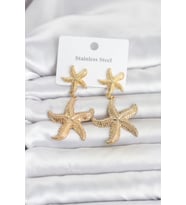 316L Çelik Gold Renk Deniz Yıldızı Model Kadın Küpe TJ-BKP11815
