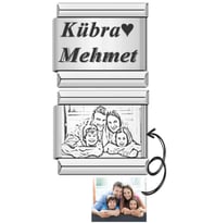 2 Adet Kişiye Özel İsim Yazılı ve Resim Baskılı Ek Uzatma Çelik Bileklik Charmı scb85