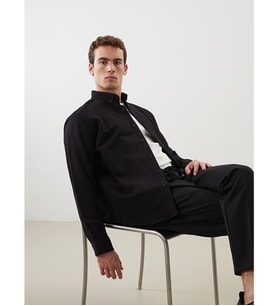 LCW Vision Siyah Slim Fit Uzun Kollu Erkek Gömlek