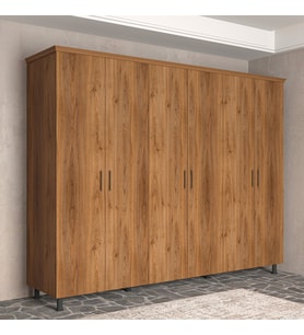 Soft Wood 6 Kapaklı Masif Ahşap Gardırop Ceviz