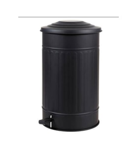30 Litre Metal Pedallı Kapaklı Çöp Kovası Siyah