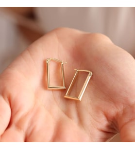 Altın Halka Küpe Rectangle 2.0 cm