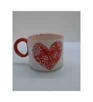 Handmade Seramik Mug Kalp Desenli El Yapımı Seramik Kupa Bardak Hediyelik Kupa