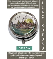 Özel Model Konsept Hediyelik Dekoratif Şık İstanbul Temalı 3 Bölmeli Hap Tablet İlaç Saklama Kutusu