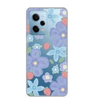 Redmi Note 12 Pro 5G Uyumlu Çiçek ve Çilek Desenli Şeffaf Telefon Kılıfı