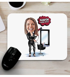 Kadın Kuaföre Hediye Karikatürlü Mousepad
