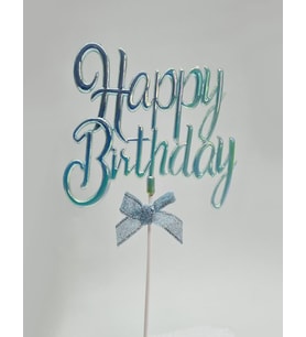 Happy Birthday Pasta Süsü Tekrar Kullanılabilir (Mavi)