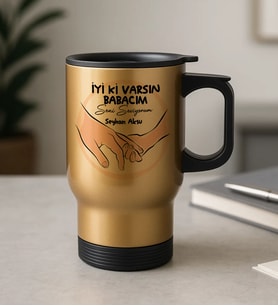 BK Gift Kişiye Özel Babalar Günü Tasarımlı Kulplu Çelik Bardak Termos Mug 450ml-8, Babalar Günü Hediye, Babaya Hediye
