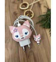 Sevimli Silikon Şarj Başlığı Ve Kablo Koruyucu 2Li Set LinaBell Kedi