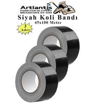 Siyah Koli Bantı 100 Metre 3 Adet 45mm x 100 Metre Renkli Koli Bandı Extra Güçlü Formül Akrilik Koli Bandı