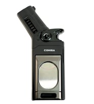 Cohiba Tek Torch Pürmüz Dahili S-V Cut & İğneli Siyah Gunmetal Metal Puro Çakmağı