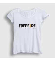 Presmono Kadın Beyaz Logo Free Fire T-Shirt 233448tt (Beyaz)