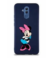 Huawei Mate 20 Lite Soft Premier Kapak Minnie Mouse-D Tasarımlı Silikon Kılıf - Lacivert (Şeffaf)