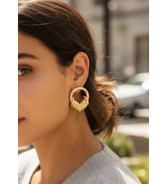 Pirinç Gold Renk Halka Sarmal Model Vintage Kadın Küpe - TJ-BKP11640
