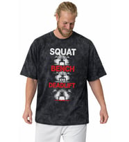 Squat Bench Deadlift Bodybuilding Fitness Sporcu Baskılı Unisex Oversize Vintage Yıkamalı Tişört