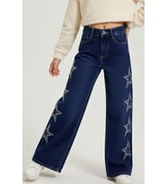 Breeze Kız Çocuk Jean Pantolon Taşlı Yıldız Baskılı 10-14 Yaş, Koyu Mavi