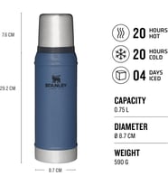 Stanley Classic Legendary Vakumlu Çelik Termos, Mavi (Hammertone Lake), 0.75 Litre (Standart)