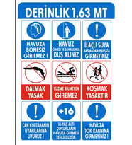 Havuz Uyarı İsaretleri Sticker 20X28 Cm