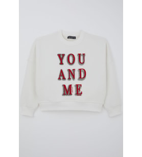 Locoloco Kız Çocuk Sweatshirt You And Me Yazı Nakışlı 9-14 Yaş, Ekru