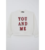 Locoloco Kız Çocuk Sweatshirt You And Me Yazı Nakışlı 9-14 Yaş, Ekru