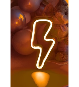 Çocuk Odası İçin Neon Led Şimşek Şekilli Tablo 10x20 cm (Krem)