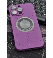 iPhone 14 Pro Max Uyumlu Mor Benekli Desenli İnce Sert Kapak Kılıf Kamera Lens Korumalı