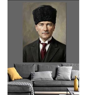 Mustafa Kemal Atatürk Portresi Klasik Dekoratif Kanvas - Mdf Ahşap Tablo