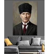 Mustafa Kemal Atatürk Portresi Klasik Dekoratif Kanvas - Mdf Ahşap Tablo