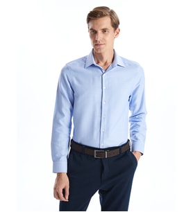 LCW BUSINESS Mavi Slim Fit Uzun Kollu Oxford Erkek Gömlek