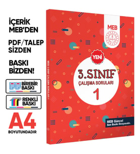 MEB İlkokul 3.Sınıf Çalışma Soruları 1 Tüm Dersler Kazanım Pekiştirme Kitabı BASKI ÜCRETİ